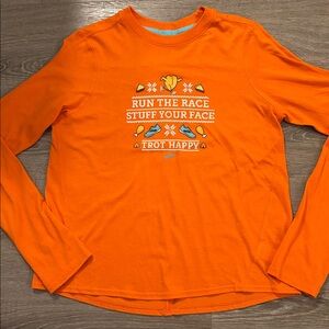 Brooks Thanksgiving Run Turkey Trot long sleeve Shirt sz S orange